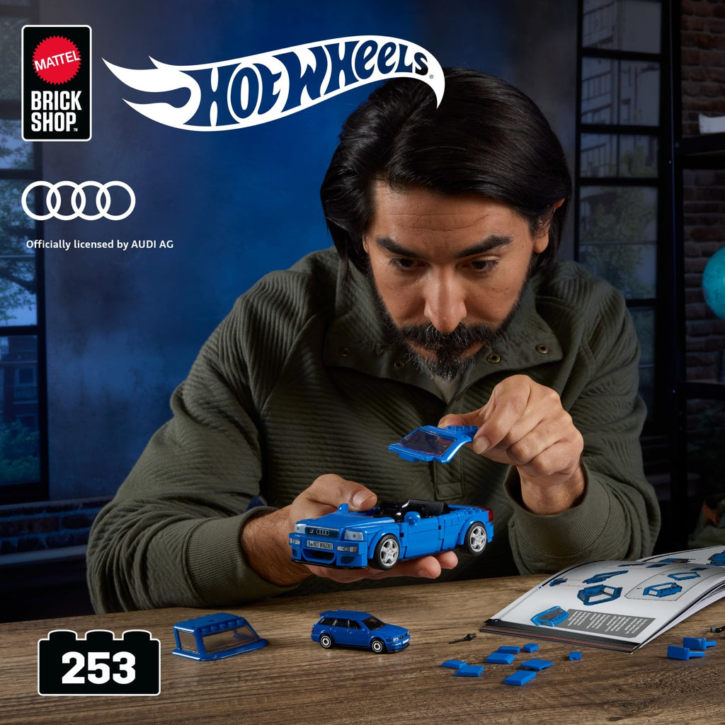 Mattel Brick Shop Hot Wheels Audi Avant RS2 Building Toy Kit (253 Pieces), For Collectors