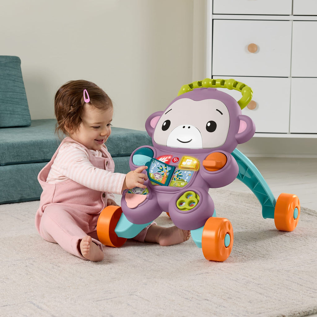Fisher-Price Learn With Me Purple Monkey Walker Baby Activity Toy With Music & Lights