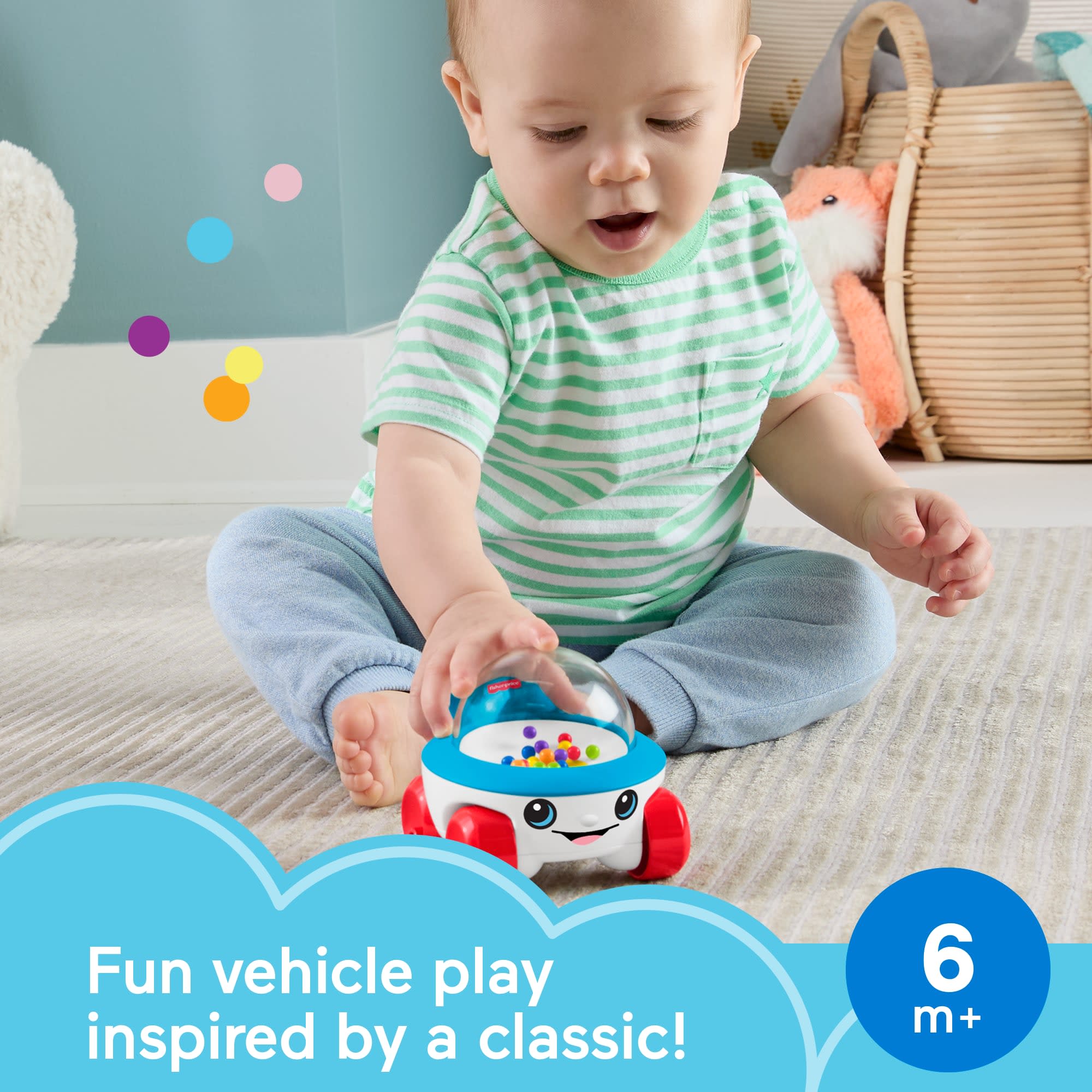 Fisher-Price Corn Popper Vehicle Push-Along Toy With Sounds For Baby & Toddler