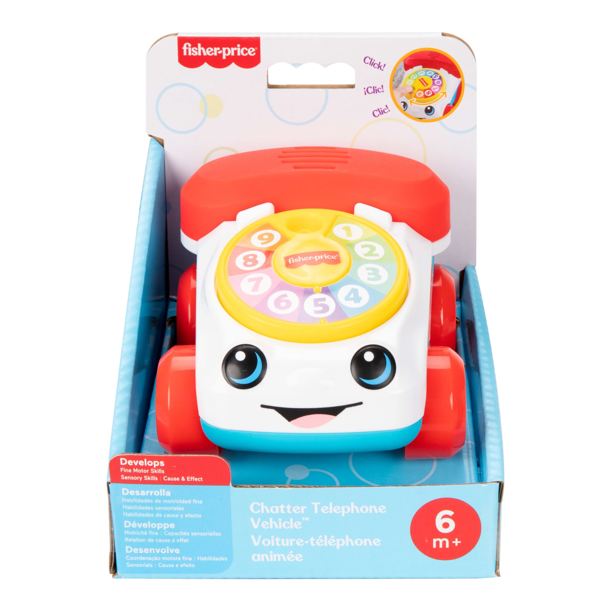 Fisher-Price Chatter Telephone Vehicle Push-Along Toy With Sounds For Baby & Toddler
