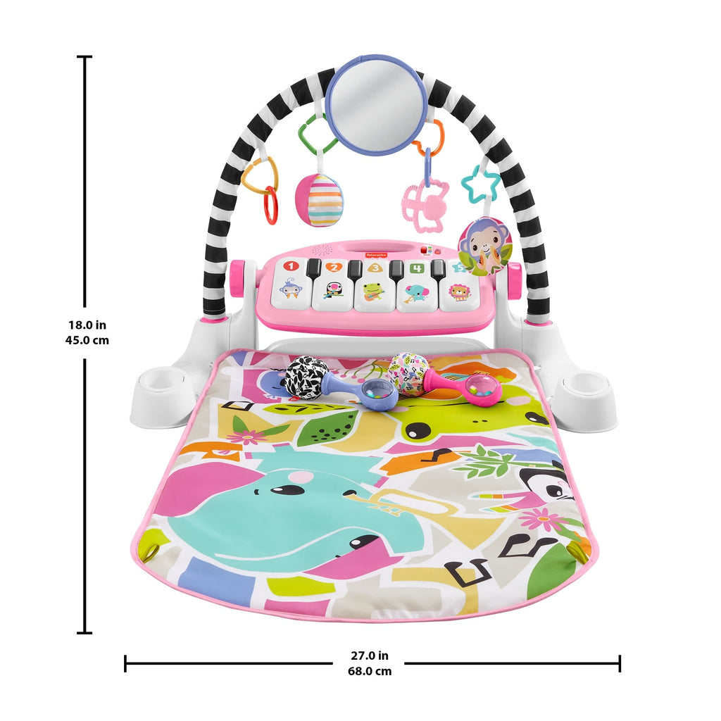 Fisher-Price Glow And Grow Kick & Play Piano Gym Baby Learning Toy With 2 Maracas, Pink