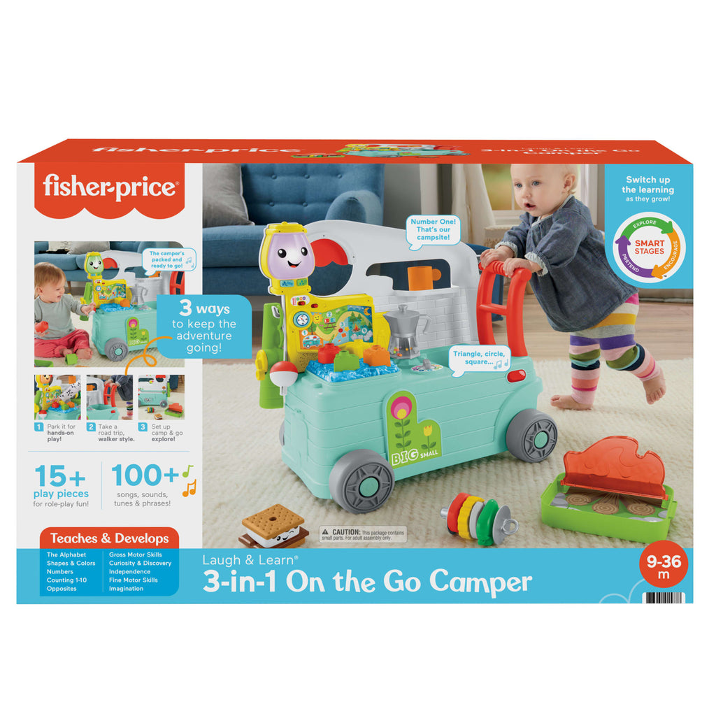 Fisher-Price Laugh & Learn 3-In-1 On-the-Go Camper Infant Walker & Toddler Activity Center