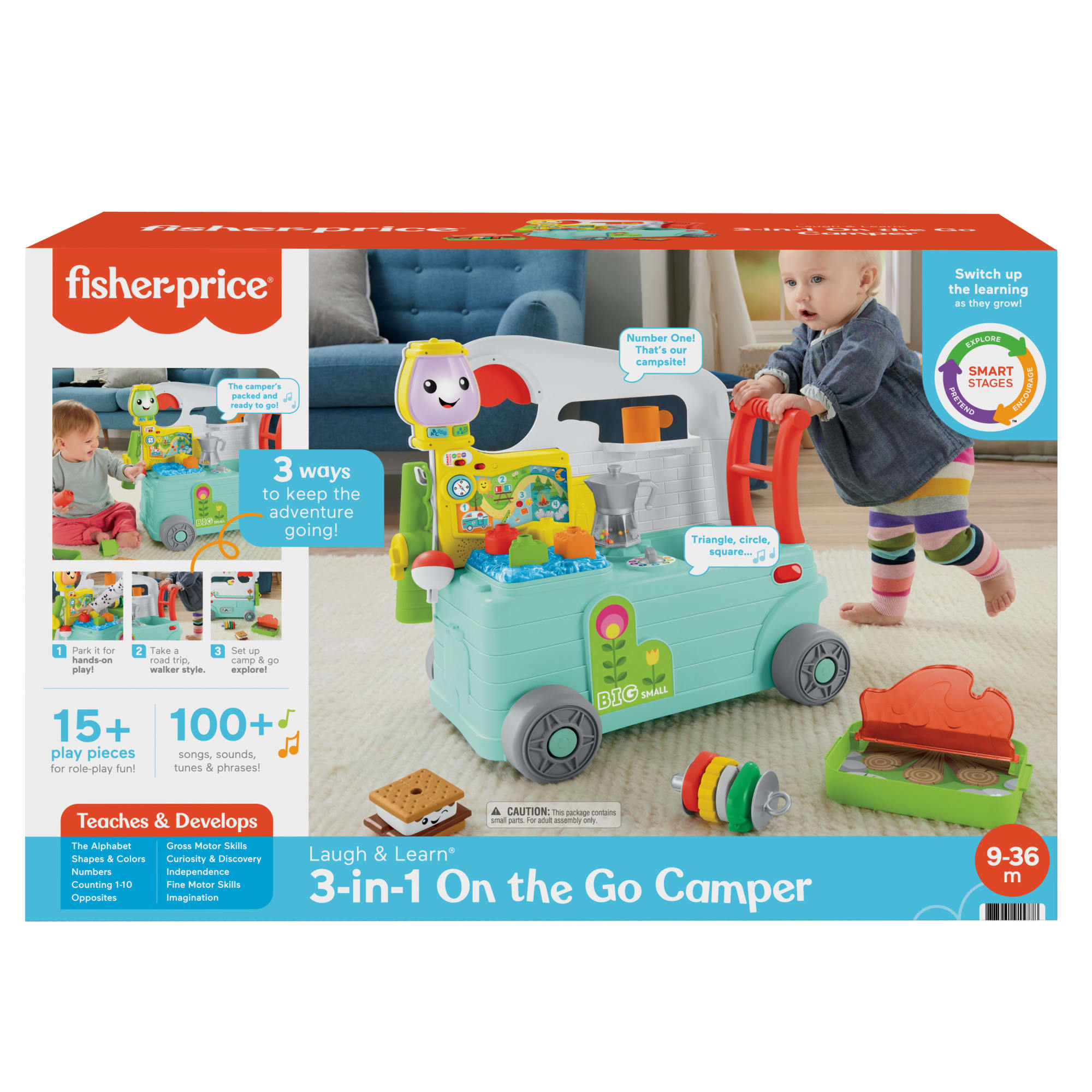 Fisher-Price Laugh & Learn 3-In-1 On-the-Go Camper Infant Walker & Toddler Activity Center