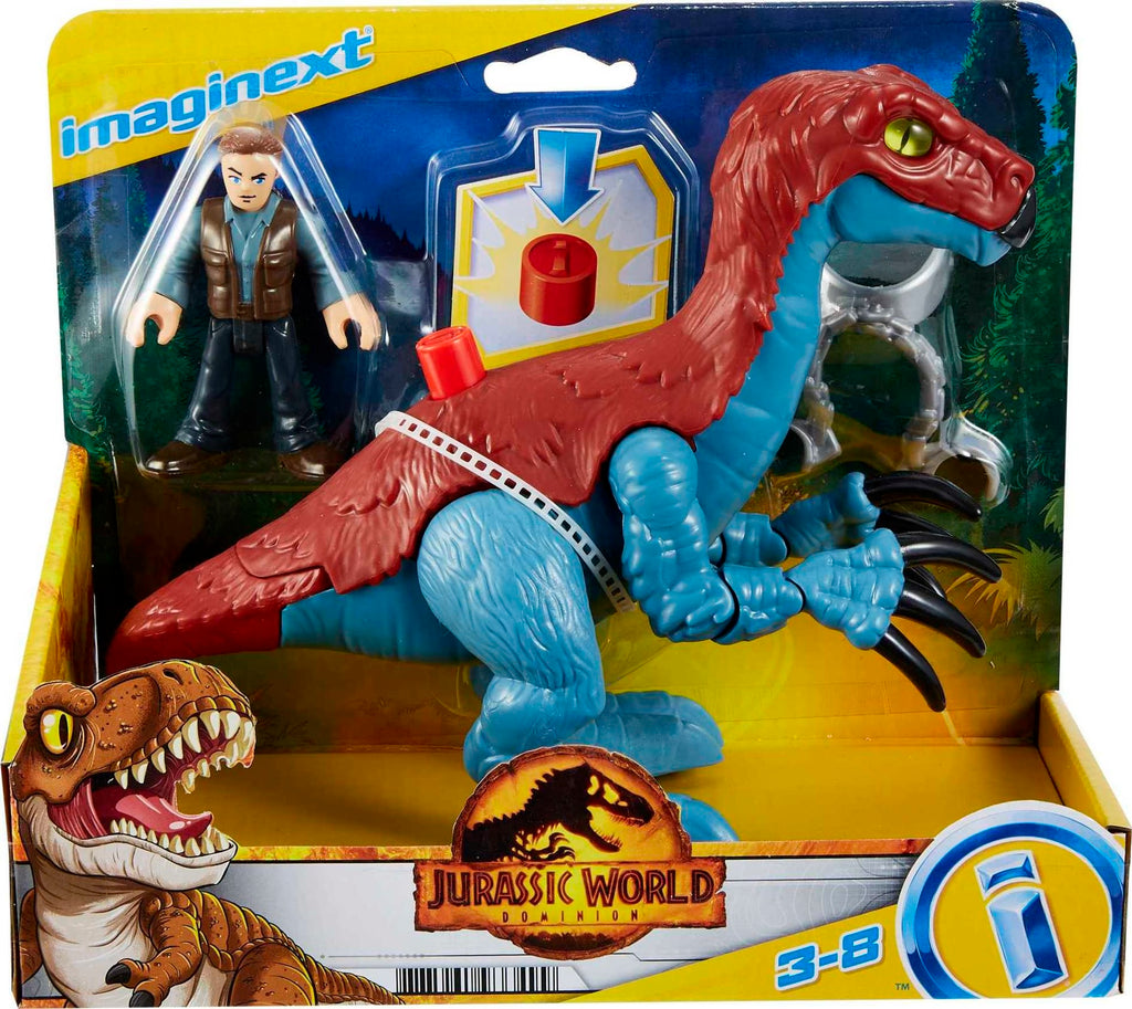 Imaginext Jurassic World Dominion therizinosaurus Dinosaur & Owen Grady Poseable Figure Set