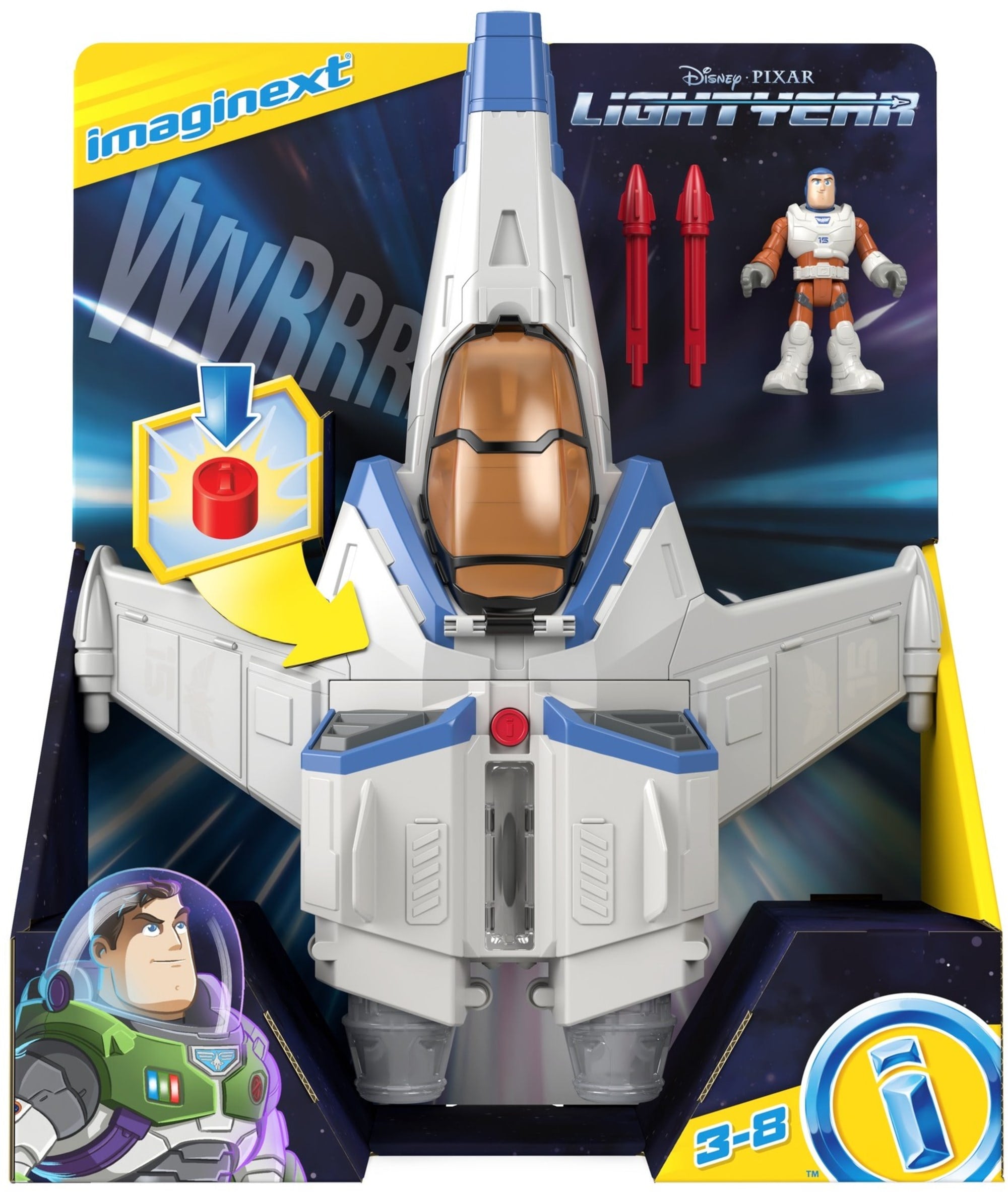 Imaginext Disney And Pixar Lightyear XL-15 Spaceship With Lights & Sounds, Buzz Lightyear Toy