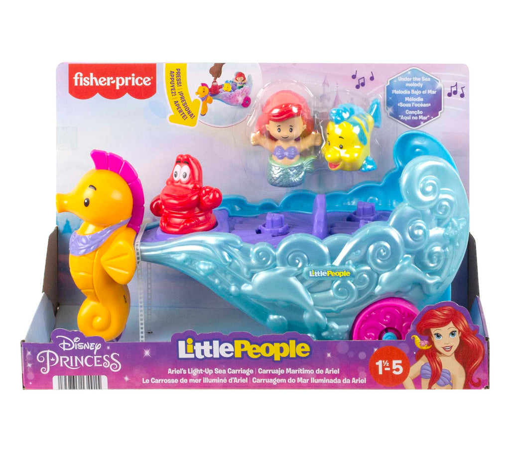 Disney Princess Ariel's Light-Up Sea Carriage Little People Musical Vehicle For Toddlers