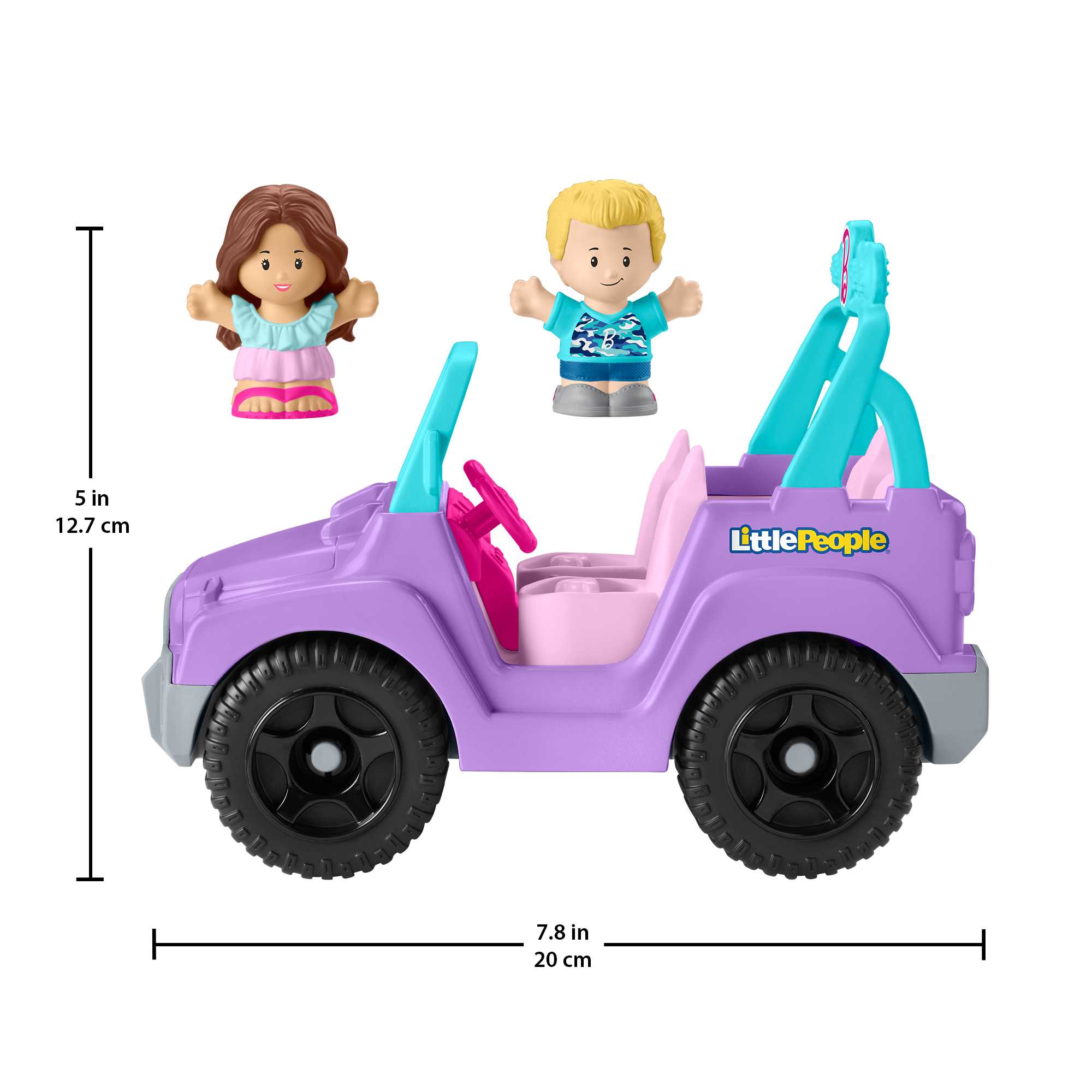 Little People Barbie Toy Car With Sounds And 2 Figures, Beach Cruiser, Toddler Toys