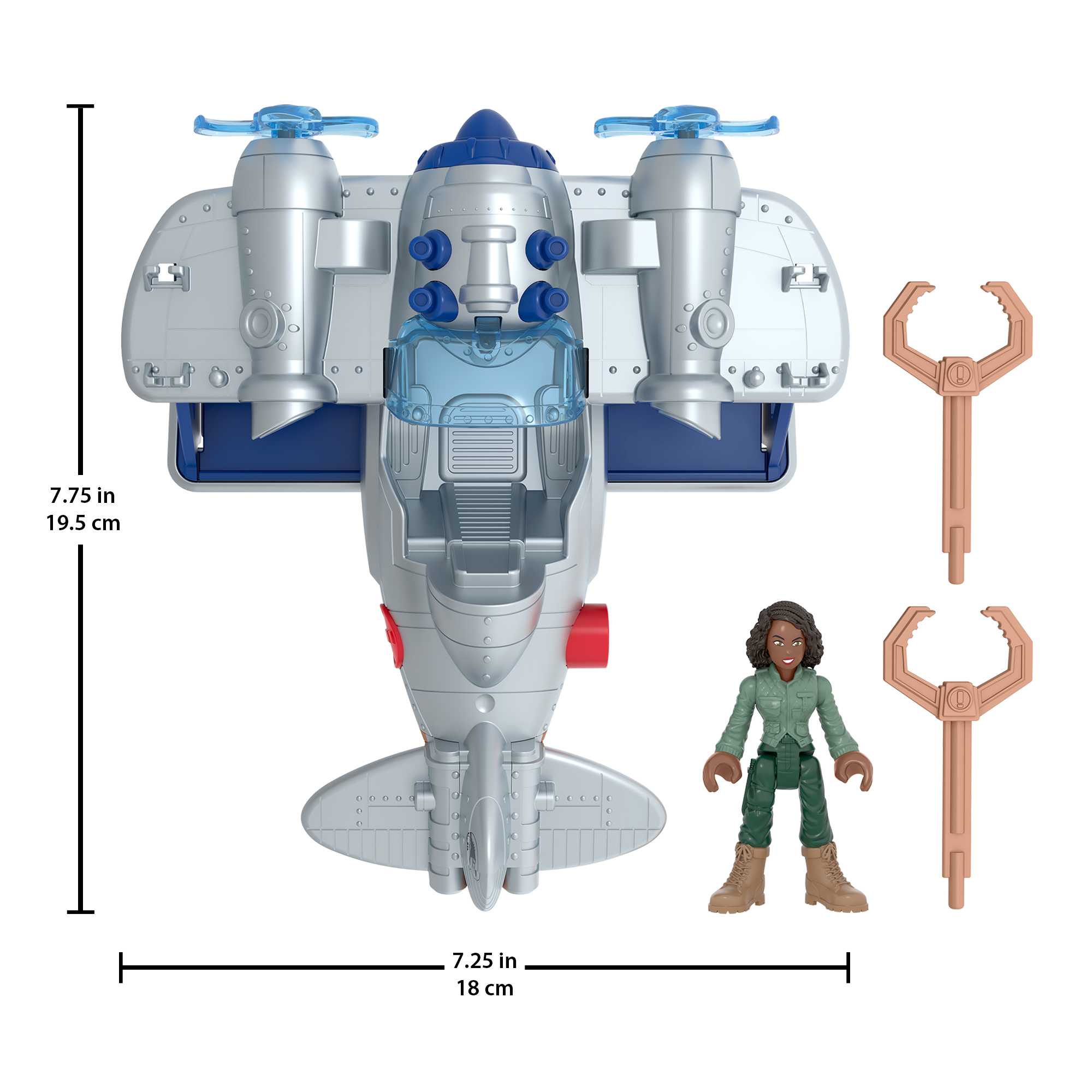 Imaginext Jurassic World Dominion Kayla Watts Figure & Toy Plane, AIr Tracker, 4 Pieces