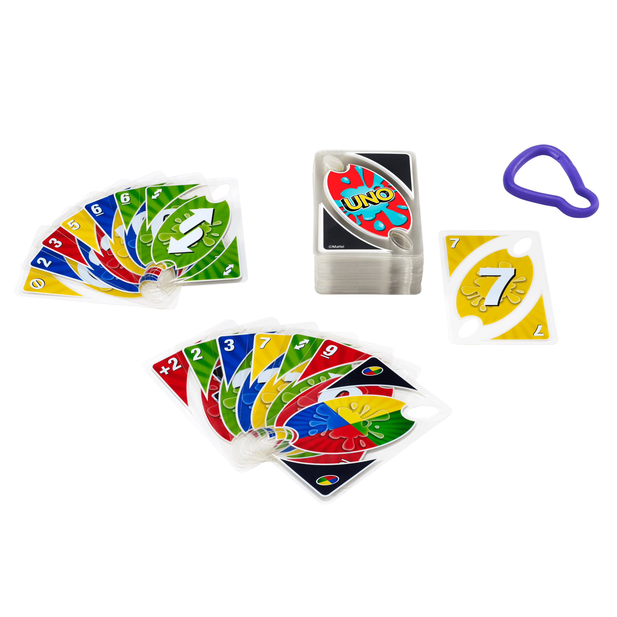 Jeu de Cartes Uno Splash™ Portatif Avec Cartes en Plastique Imperméables et Agrafe