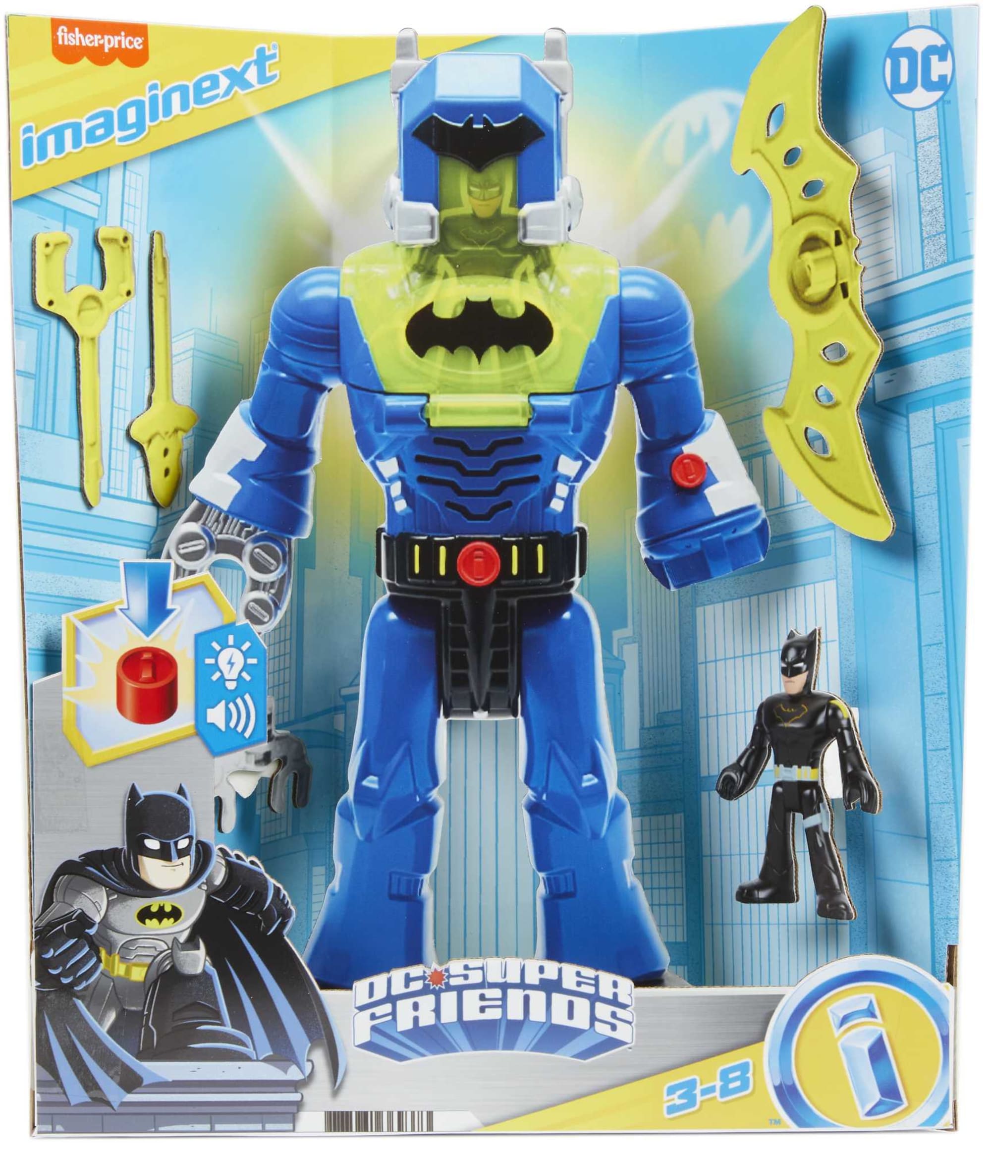 Imaginext DC Super Friends Batman Toys, Robot With Lights Sounds And insider Figure, Preschool Toys