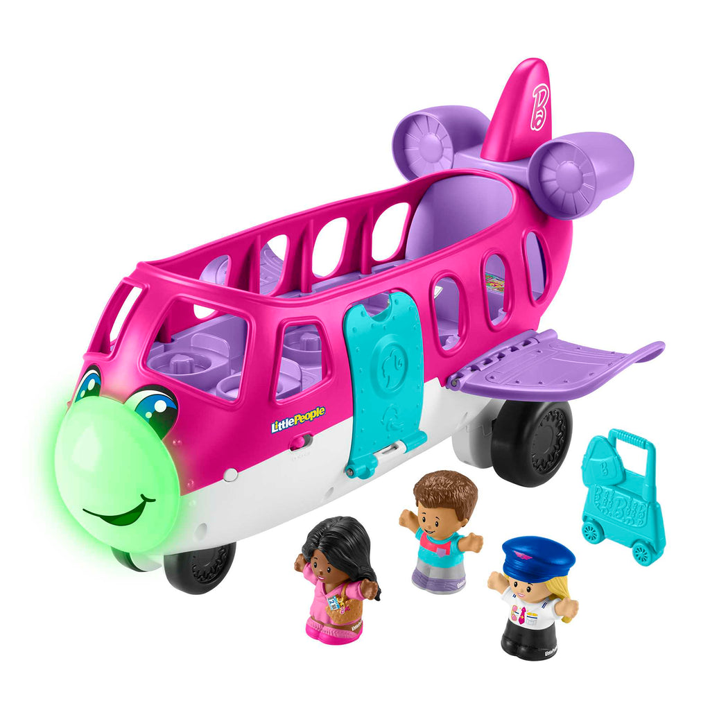 Little People Barbie Toy AIrplane With Lights Music And 3 Figures, Little Dream Plane, Toddler Toys, Multi-Language Version