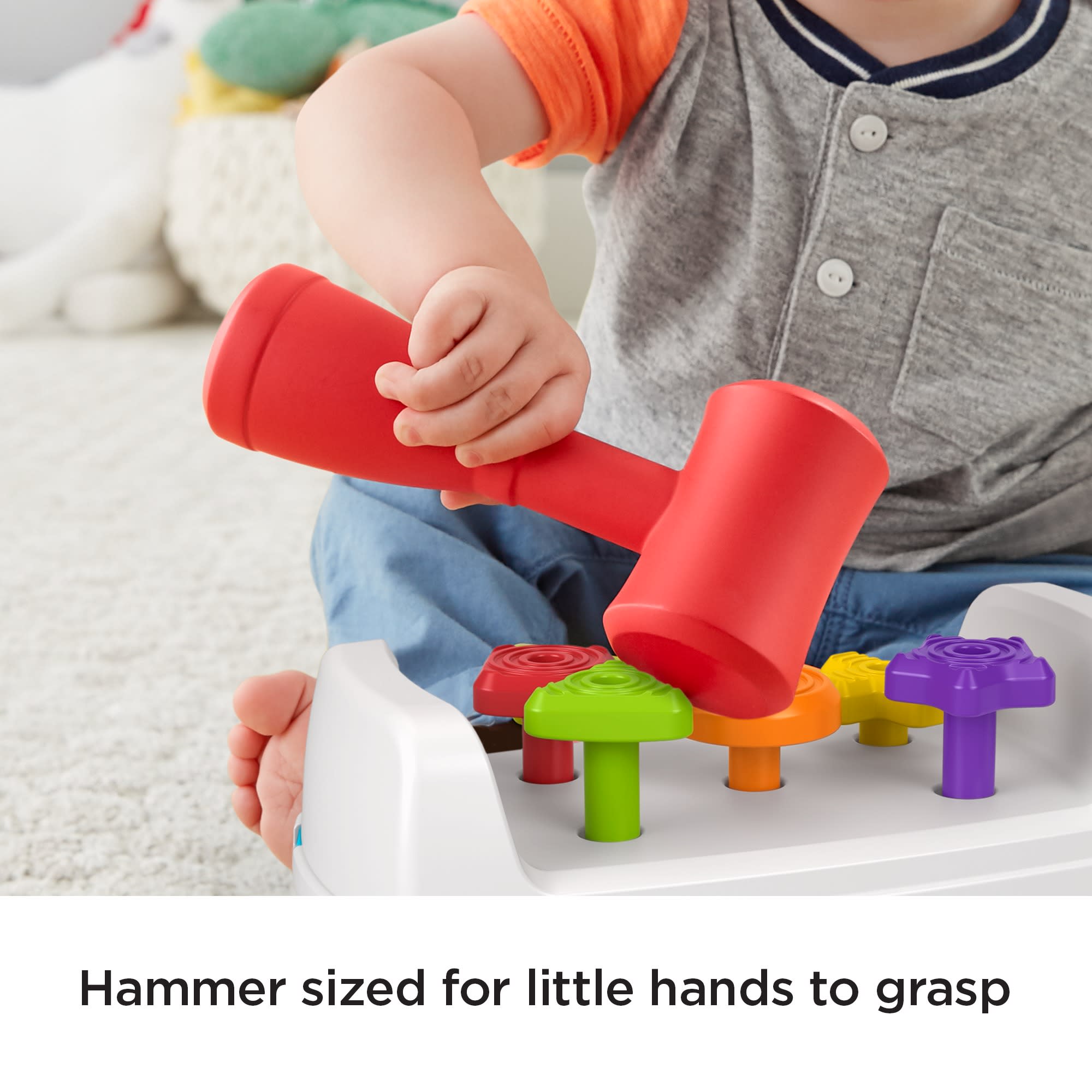 Fisher-Price Tap & Turn Bench Pretend Tools 2-Sided Toy For Infants And Toddlers