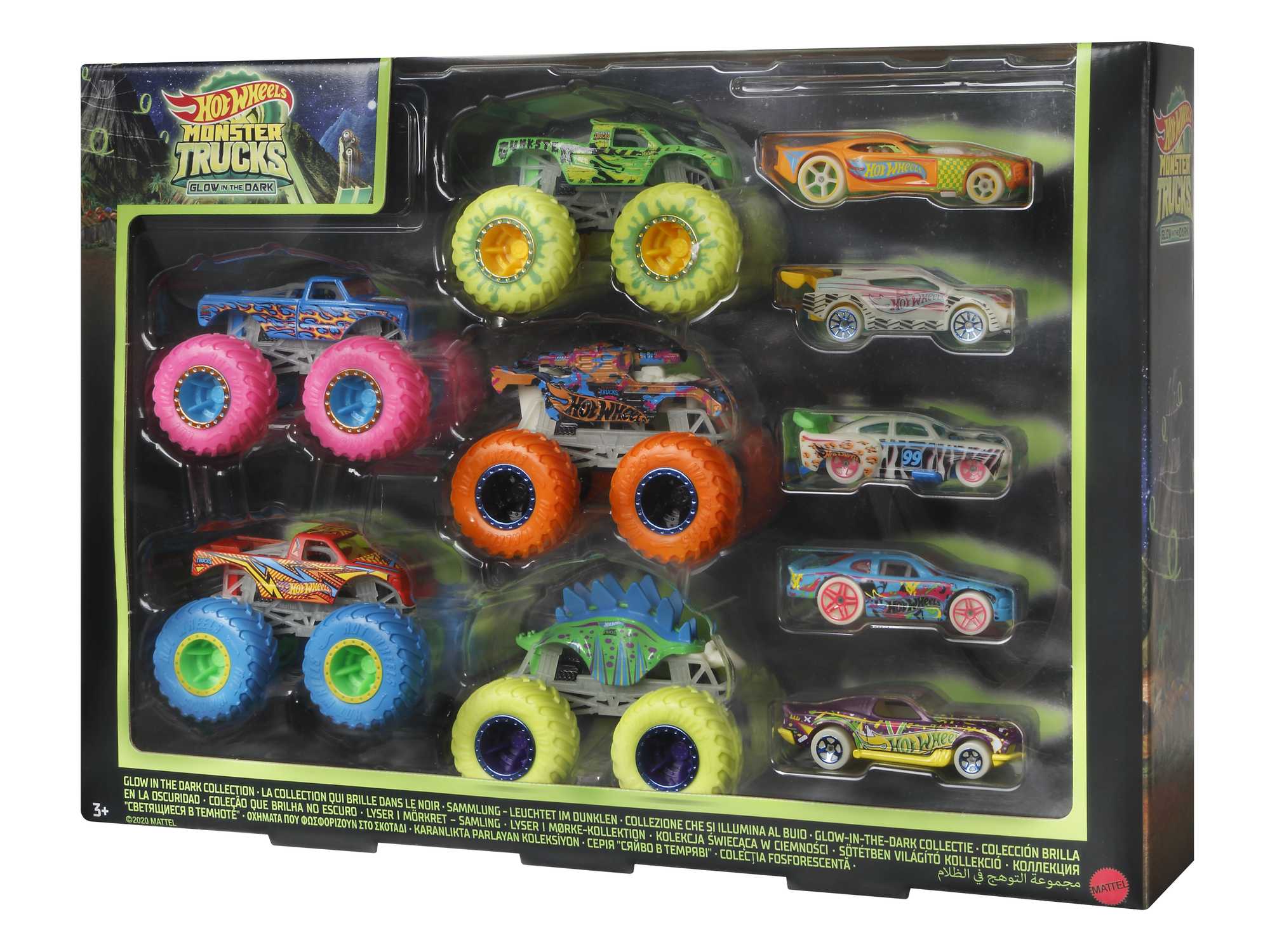 Hot Wheels Monster Trucks Coffret 10 Véhicules Phosphorescents