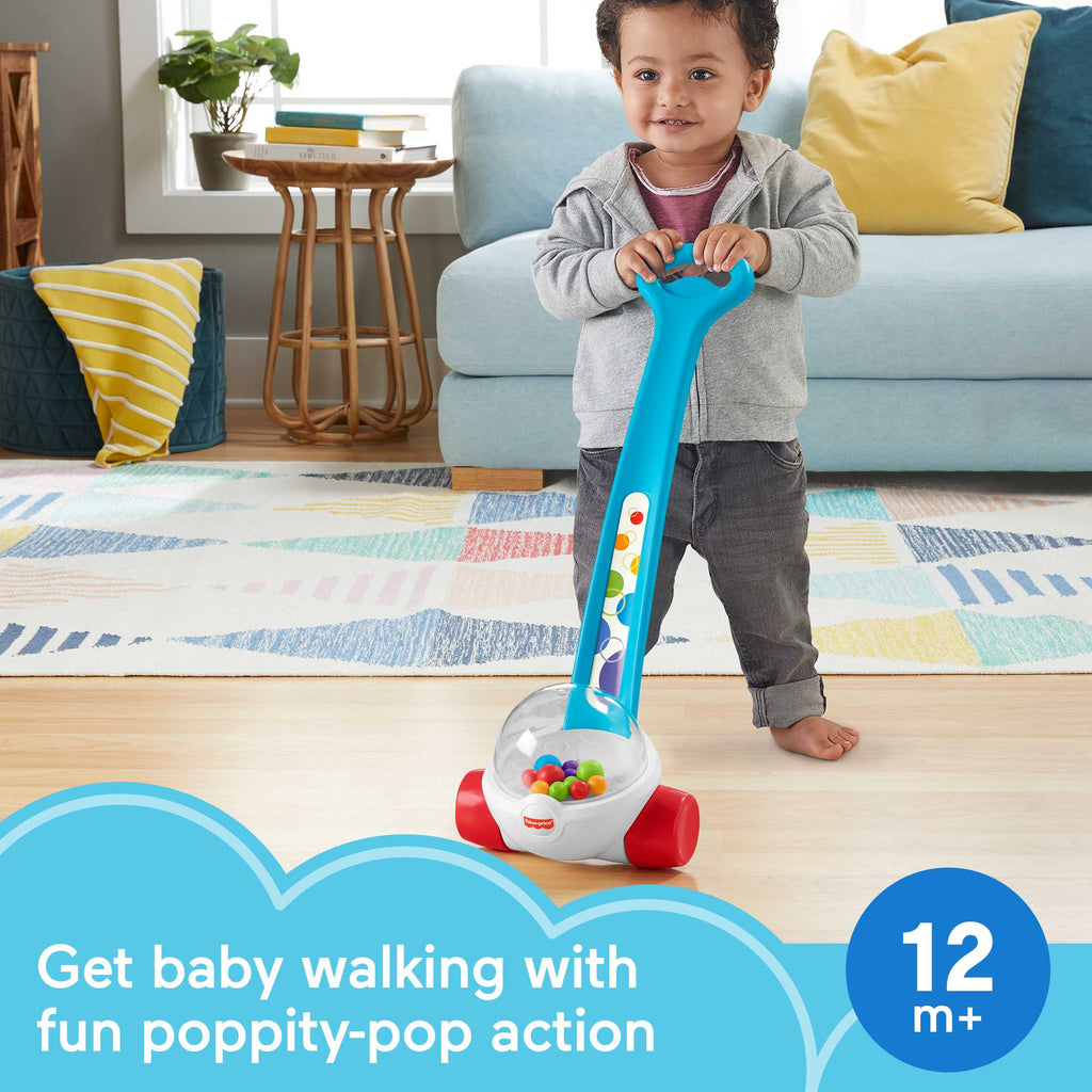 Fisher-Price Corn Popper Baby And Toddler Toy, Push Toy For 1 Year Old And Up, 2 Pieces, Blue