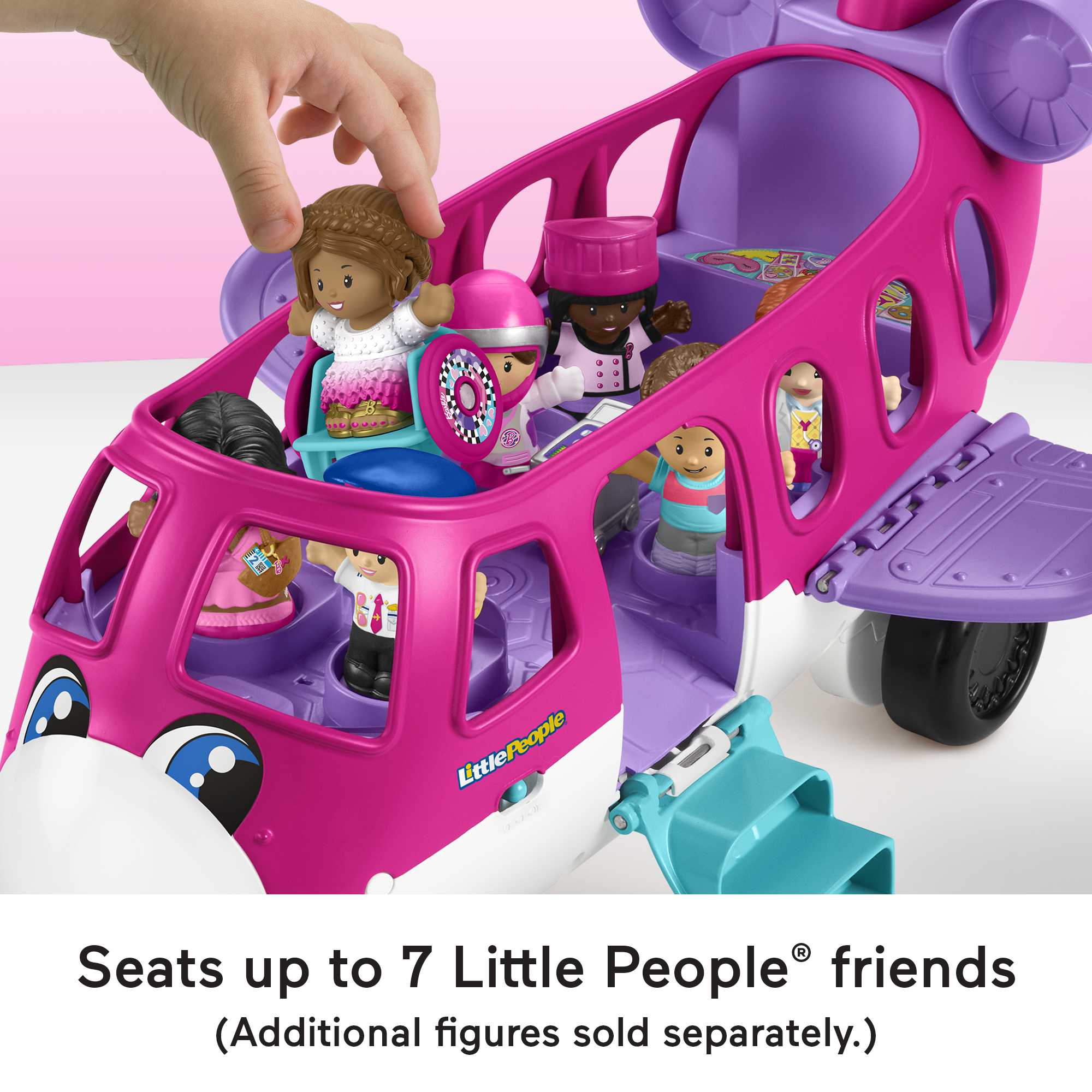 Little People Barbie Toy AIrplane With Lights Music And 3 Figures, Little Dream Plane, Toddler Toys, Multi-Language Version