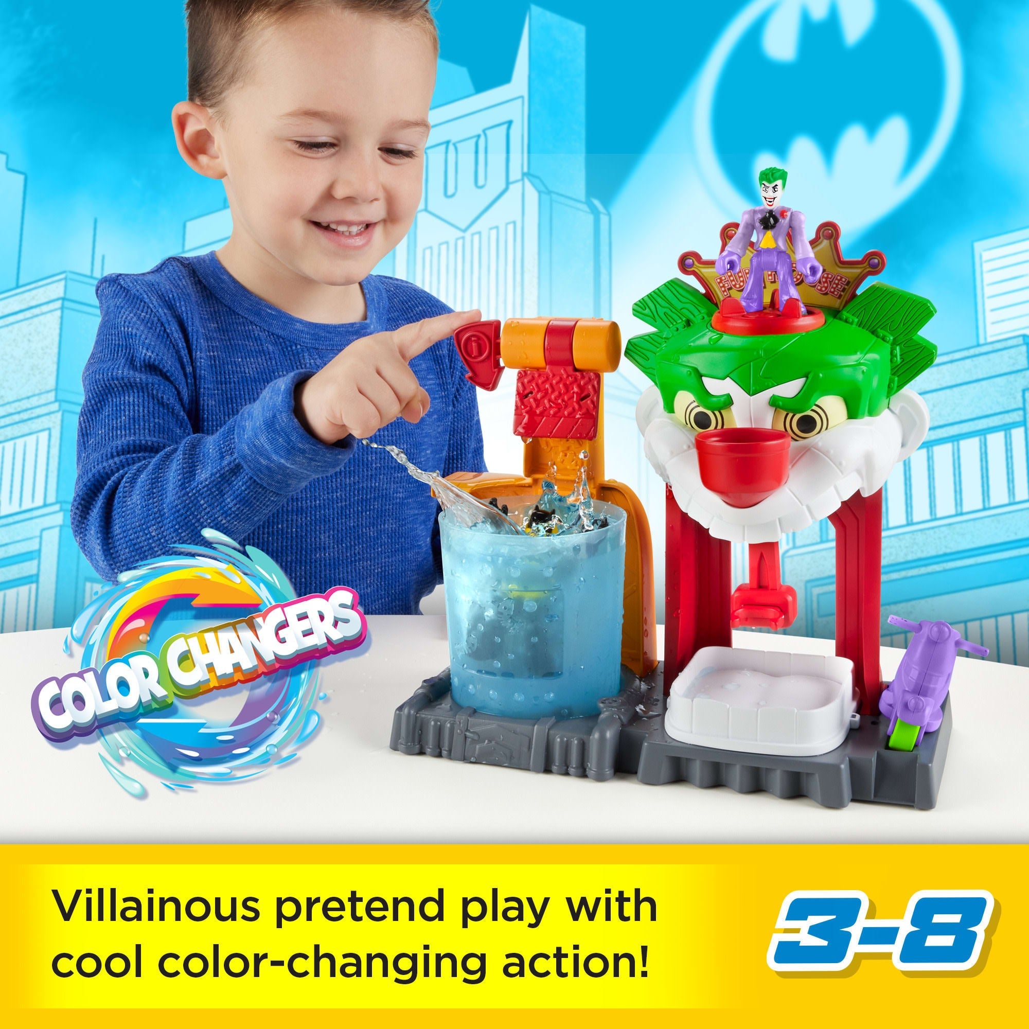 Imaginext DC Super Friends Batman Playset With Color Changing Action, the Joker Funhouse
