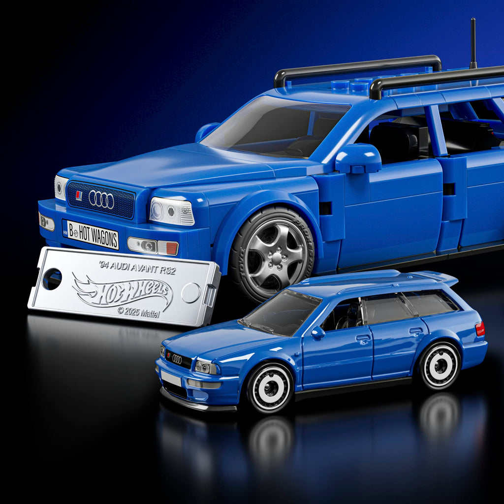 Mattel Brick Shop Hot Wheels Audi Avant RS2 Building Toy Kit (253 Pieces), For Collectors