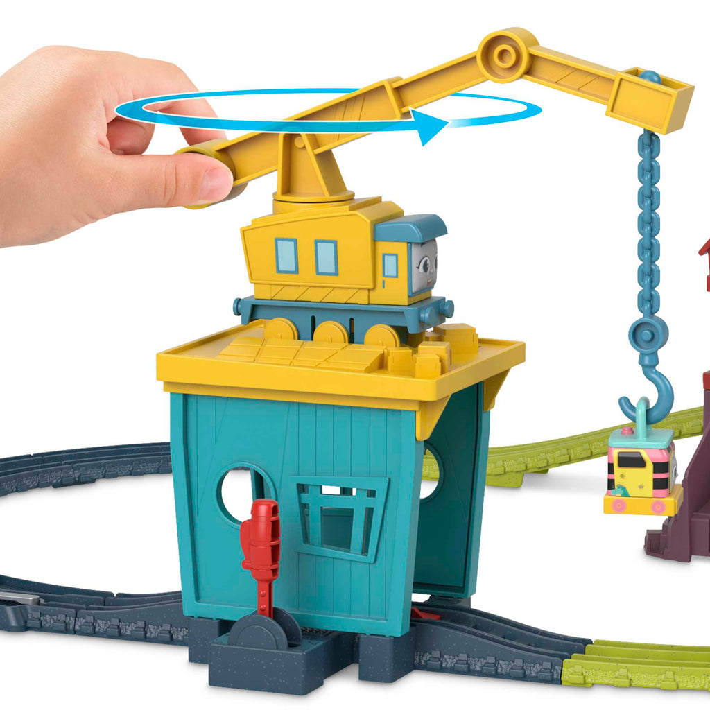 Thomas And Friends Train Set With Carly The Crane Sandy And Motorized Thomas, Fix ‘Em Up Friends