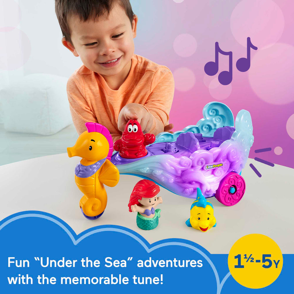 Disney Princess Ariel's Light-Up Sea Carriage Little People Musical Vehicle For Toddlers