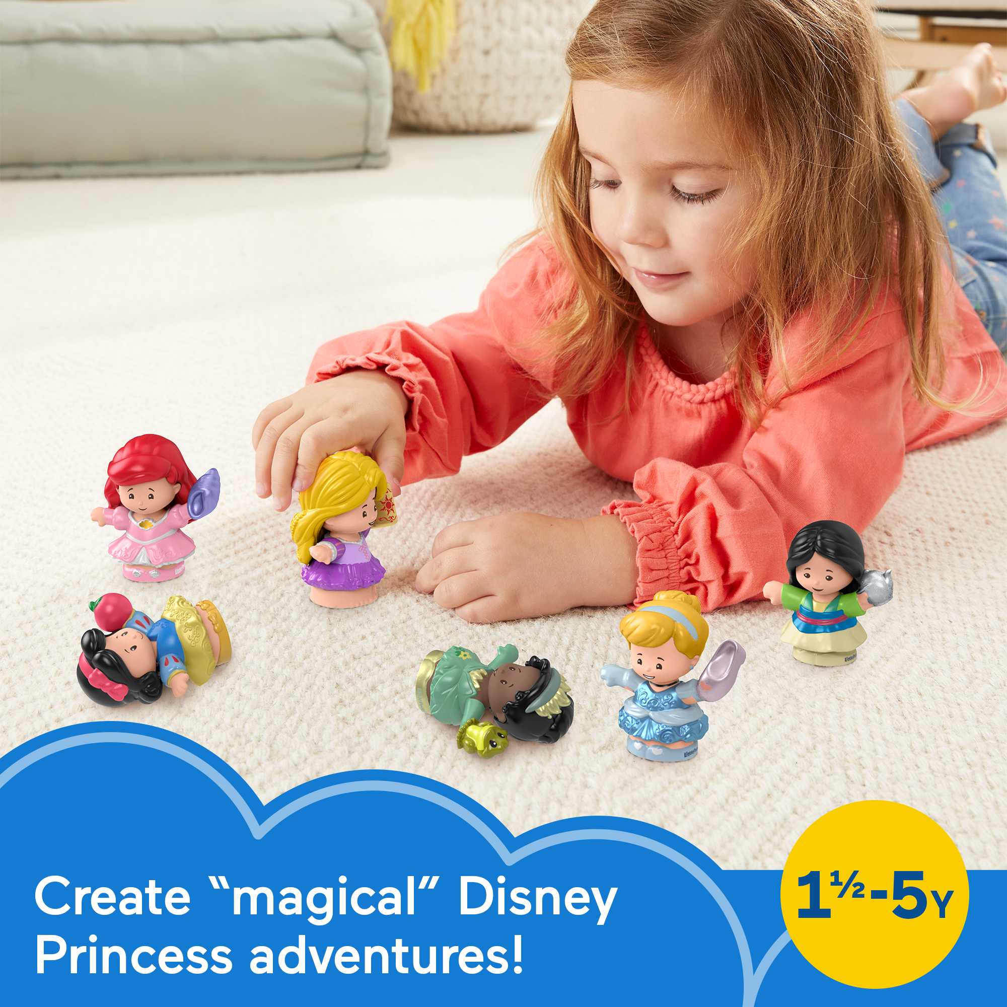 Disney Princess Gift Set Little People Character Figures For Toddlers, 6 Pieces