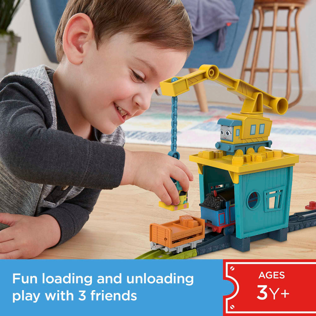 Thomas And Friends Train Set With Carly The Crane Sandy And Motorized Thomas, Fix ‘Em Up Friends