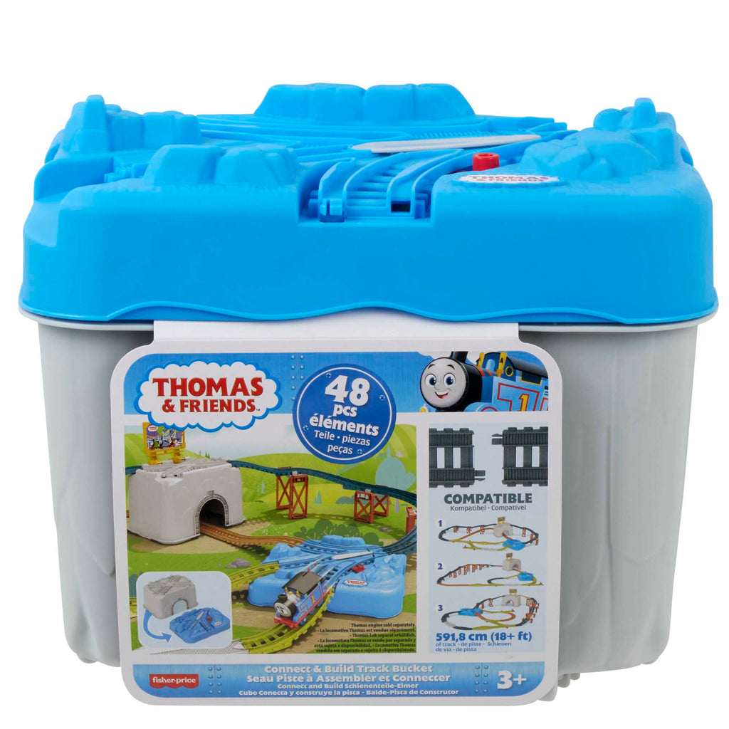 Thomas & Friends Train Tracks Set, Connect & Build Track Bucket, 34-Piece Preschool Toy