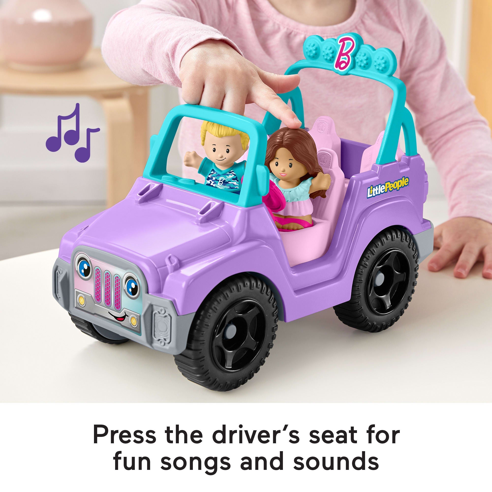 Little People Barbie Toy Car With Music Sounds And 2 Figures, Beach Cruiser, Toddler Toys