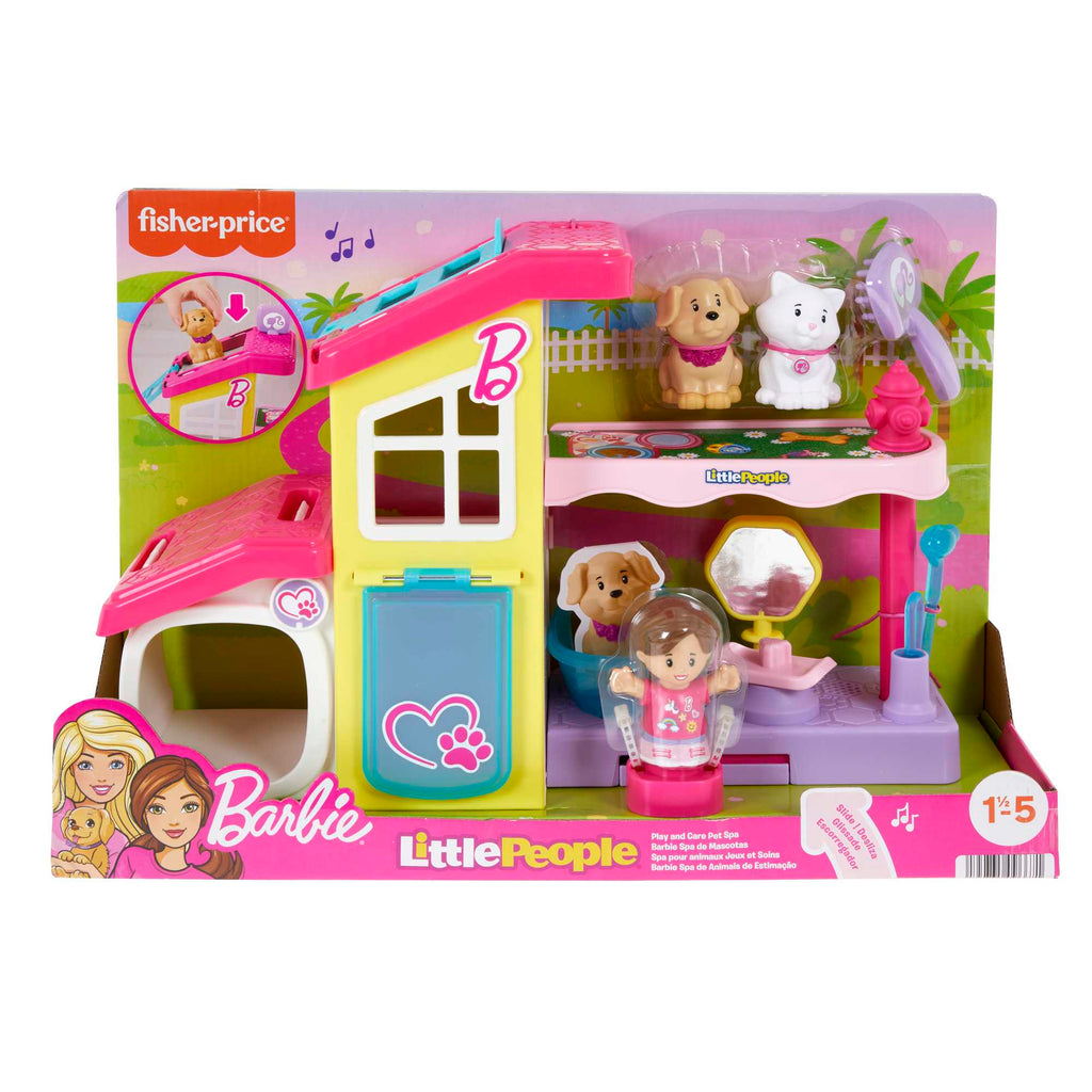 Little People Barbie Playset With Music And Sounds, Play And Care Pet Spa, Toddler Toy, 4 Pieces