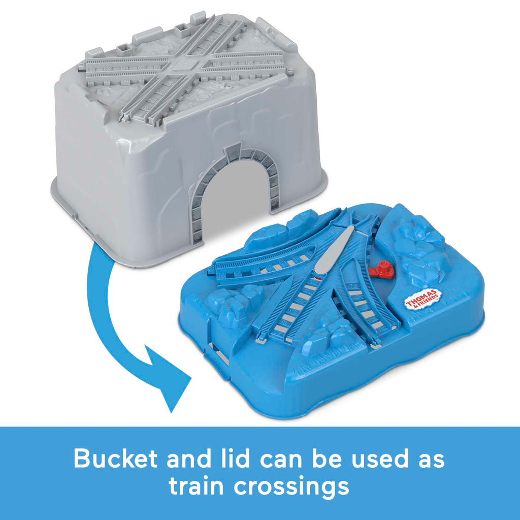 Thomas & Friends Train Tracks Set, Connect & Build Track Bucket, 34-Piece Preschool Toy