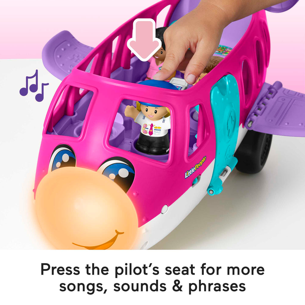 Little People Barbie Toy AIrplane With Lights Music And 3 Figures, Little Dream Plane, Toddler Toys, Multi-Language Version