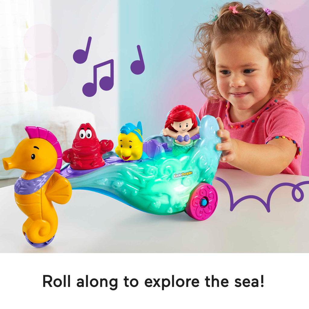 Disney Princess Ariel's Light-Up Sea Carriage Little People Musical Vehicle For Toddlers