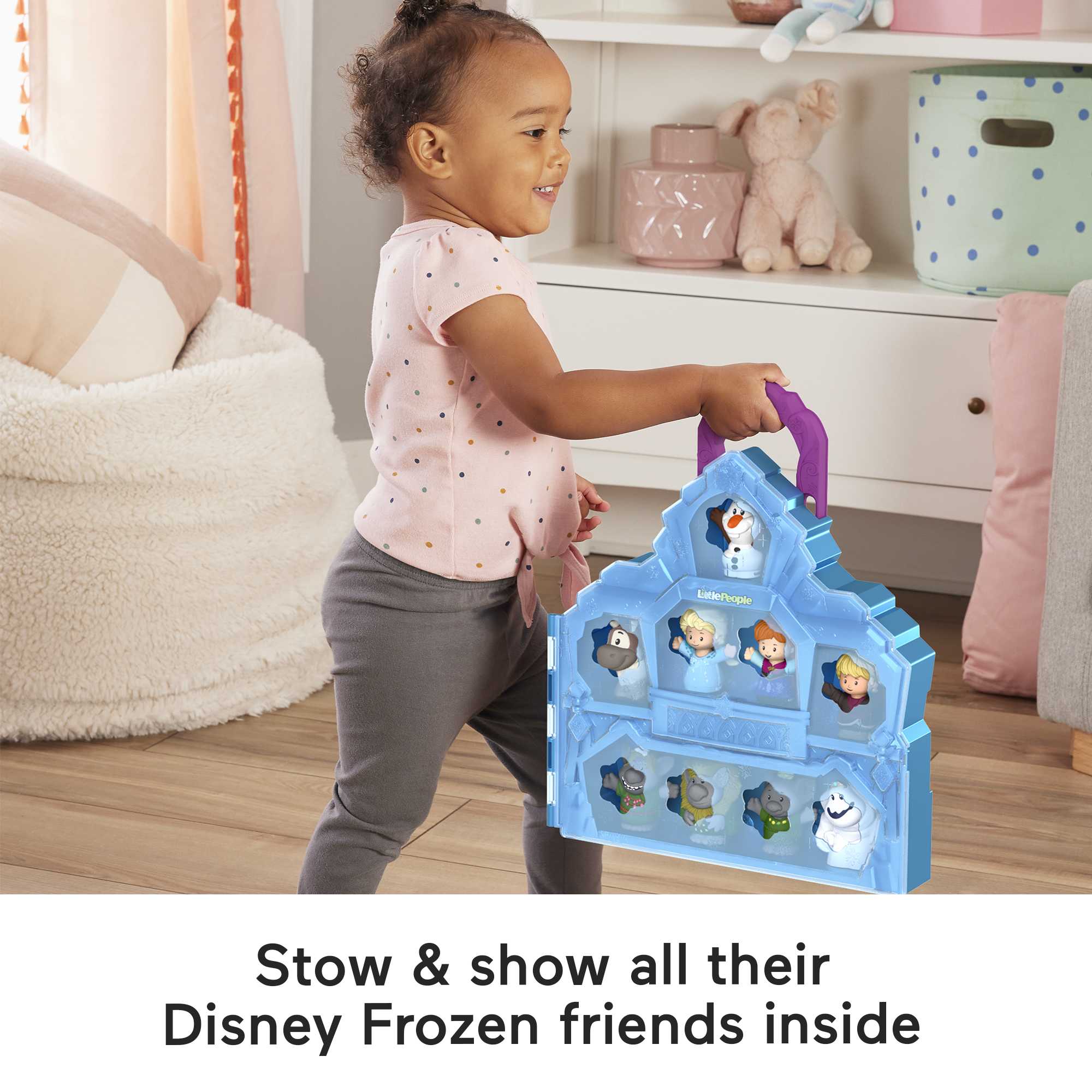 Disney Frozen Carry Along Castle Case Playset With 9 Fisher-Price Little People Figures